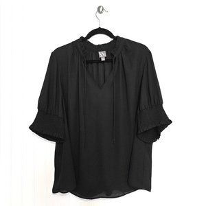 Black Worthington Tie Neck Blouse